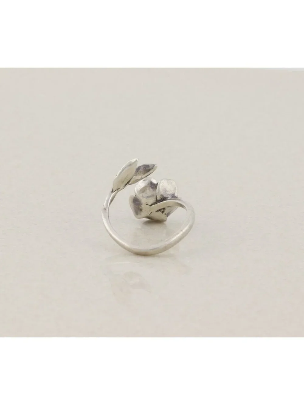 Sterling Silver Rose Flower Ring Bypass Ring Spoon Ring Size 7 Adjustable - Picture 6 of 7